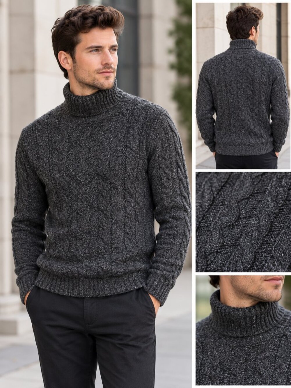 O’STIN European Cable Knit Turtleneck Sweater — Men’s Medium